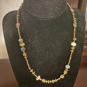 Silpada Abalone Shell & Brass Bead Necklace